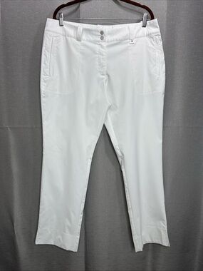 Nike Dri Fit Golf Pants Women's 14 White Performance Split Leg Stretch Mid Rise
